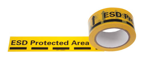 Nastro di avvertimento adesivo antistatico ESD PVC / PE con colore giallo e vernice nera